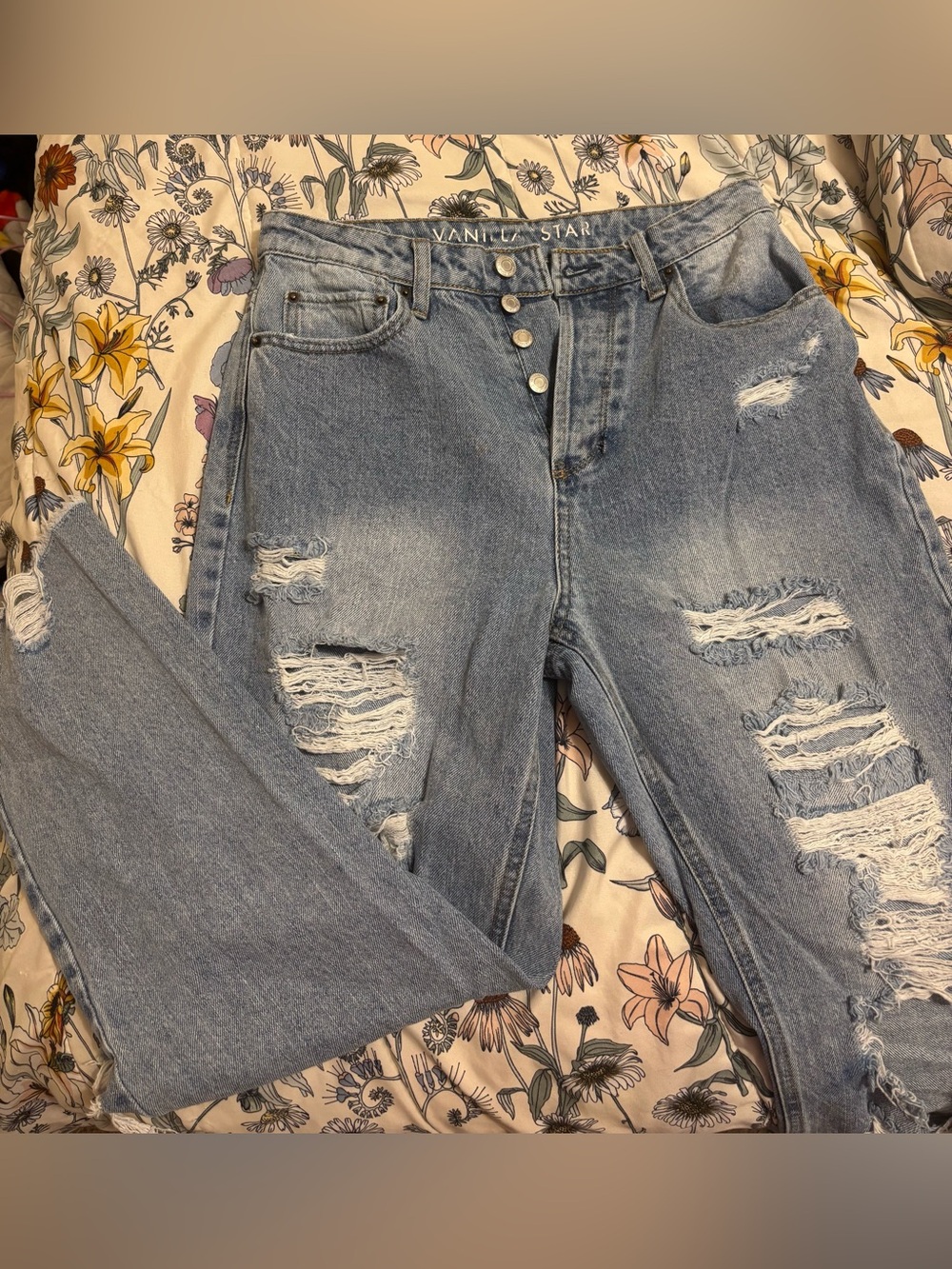 Vanilla Star Light Blue Ripped Boyfriend Jeans